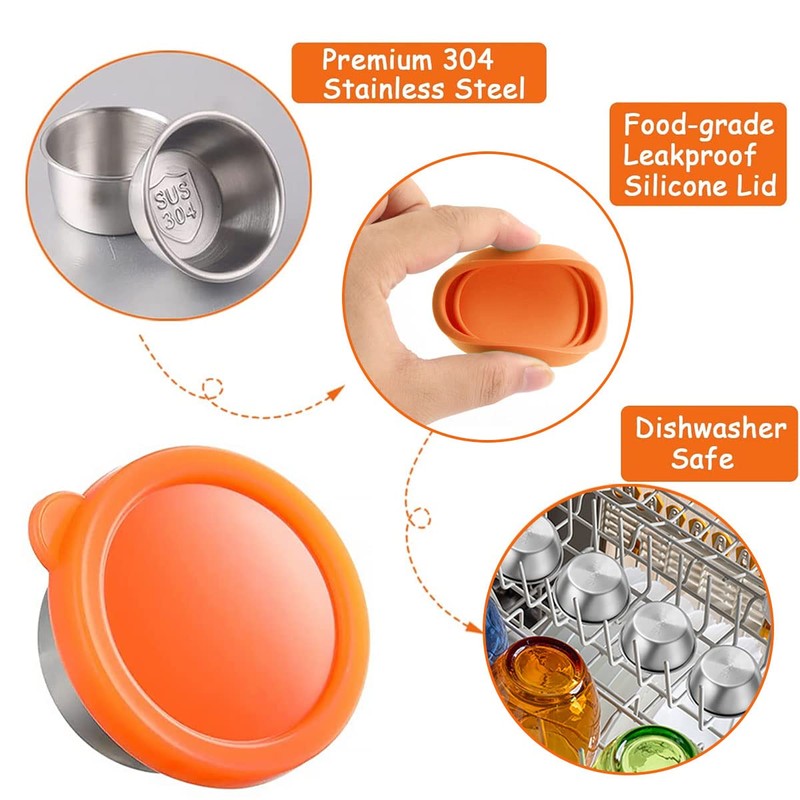 Beenle-Icey UK Salad Dressing Container with Lids 6Pcs Silicon Lid