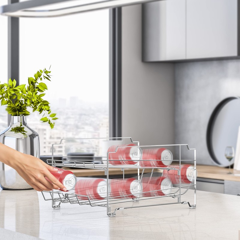 Simple Houseware Dual Row Front Loading Can Dispenser, Chrome