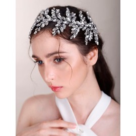 Chargances Bride Wedding Rhinestone Hair Vine Bridal Purple Crystal Headband Wedding Long Headpiece Prom Hair Accessories for Women and Girls (Purple)