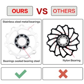 2PCS 11T Bicycle Rear Derailleur Pulley Jockey Wheel Aluminium Alloy Guide Wheel Bike Derailleur Accessories Guide Roller Part for Mountain Road Bikes Bicycles (White)