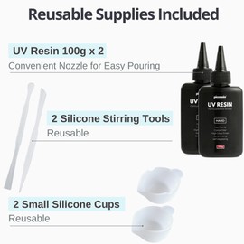 Piccassio UV Resin Clear 200g - Upgraded Hard Type UV Glue - Rapid Cure Craft Resin Using UV Light - Casting and Coating - Make DIY Crafts - Jewelry, Keychains, Clear-Cast Parts in Minutes