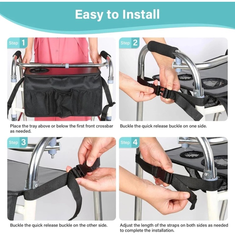 No Brand Walker Tray for Seniors Elderly Disability Folding Rolling