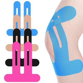 XUZOPIM Kinesiotapes Knie 4 Stück, Latexfrei Kinesiologie Tape, Kinesiotapes Vorgeschnitten Knie, Wasserfestes Elastisches Physio Tape Für Knieschmerzen, 22 X 25 Cm