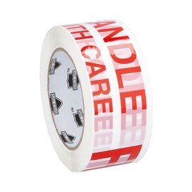 PSBM Fragile Tape, 2 Inch x 110 Yards, 72 Pack, Fragile Handle with Care Printed in Red Letters on White Tape, Great for Shipping and Packaging