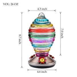 Alimentador de pájaros de colibrí colgante de vidrio de 26 onzas para pájaros silvestres, decoración de jardín, regalos únicos de jardinería para observadores de aves silvestres y niños, fácil de