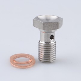 AC PERFORMANCE Banjo Bolt M10 x 1.25 (20mm UHL) Stainless Steel with Copper Washers