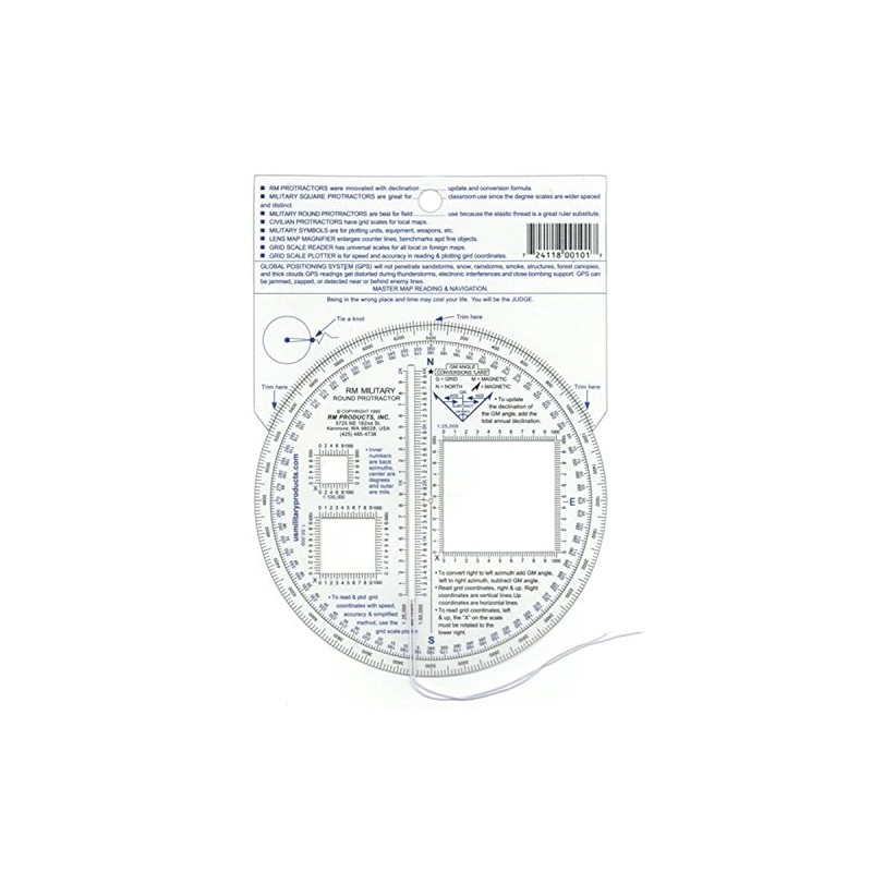 RM Products Military Round Protractor - Blue and Black Print