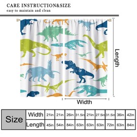 Mchenxin Dinosaur Curtains for Kids Bedroom, Cartoon Cute Colorful Safari Animals Dino Print Window Treatments for Nursery Boys Girls Room Living Room, 42x45in (No Blackout)