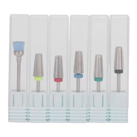 Yosoo Juego de Brocas para Uñas 5 en 1 Acero de Tungsteno Cabezal de Pulido para Pulido de Uñas Herramientas de Manicura Brocas para Uñas Herramientas para Quitar Cutículas de Uñas Limas de(Plata)