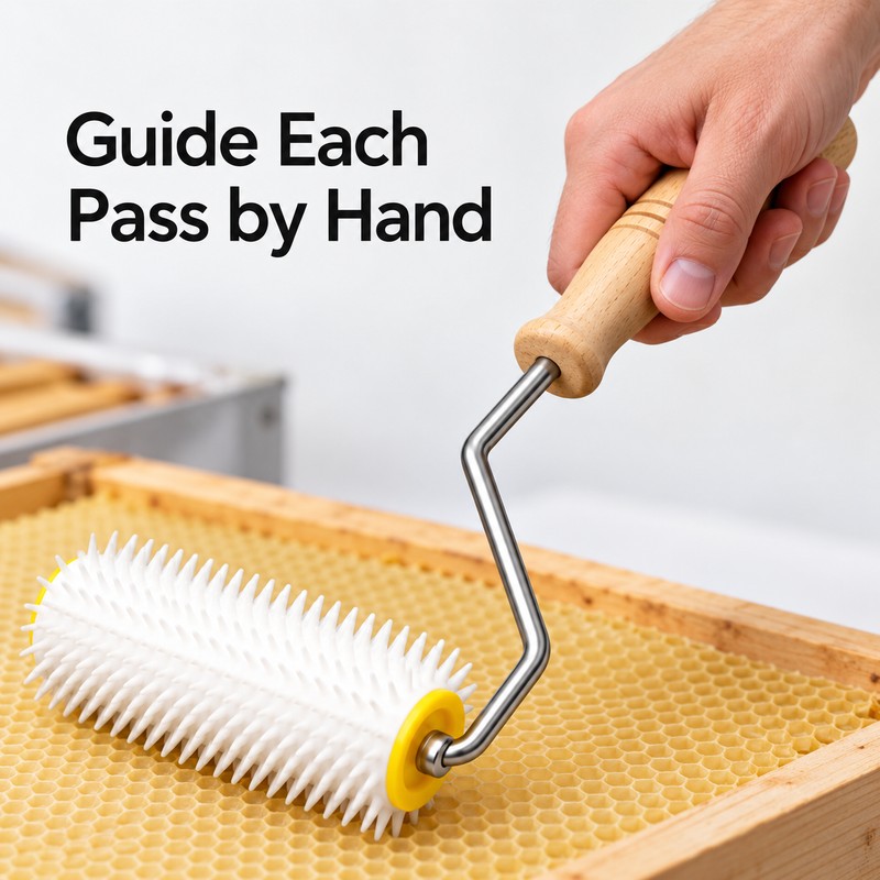 Honeycomb Uncapping Roller with Wooden Handle for Honey Extraction Preparation