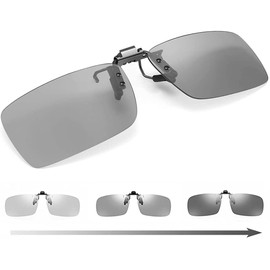 KANGYONG Dimming, Clip-On, Sunglasses, Color Changing from Above Glasses, Polarized Glasses, Attachment, Flip-up-Tarnish Dimmable Lens