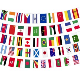 50 Different Countries Flags String Banner, 47.5 Ft International Flags Banner Polyester Double Sided for Sports Events, World Cup 2026 Party Decorations (5.5 × 8.2 Inches)