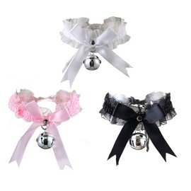 Pingyongchang 3pcs Adjustable Lace Choker with Bell Sweet Cute Gothic Choker Necklaces Collar for Women Detachable Cosplay Party Jewelry