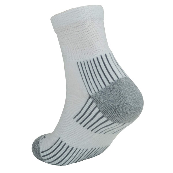 Ecosox 5 Pack Diabetic Bamboo Viscose Quarter Arch Support Socks (10-13 (5 Pack), White/Gray)