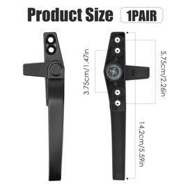 2 Pcs Window Handle, Universal Double Glazing Window Handles Right/Left UPVC Window Locking Handle Replacement Kit Zinc Alloy Door Security Handle for Home Office Windows and Sliding Doors (Black)