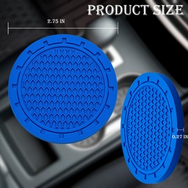 MEAJOO 2PCS Car Cup Holder Coaster, Non-Slip Cup Holders Embedded in Ornaments Coaster, 2.75 Inch Universal Recessed Car Interior Accessories (Blue)