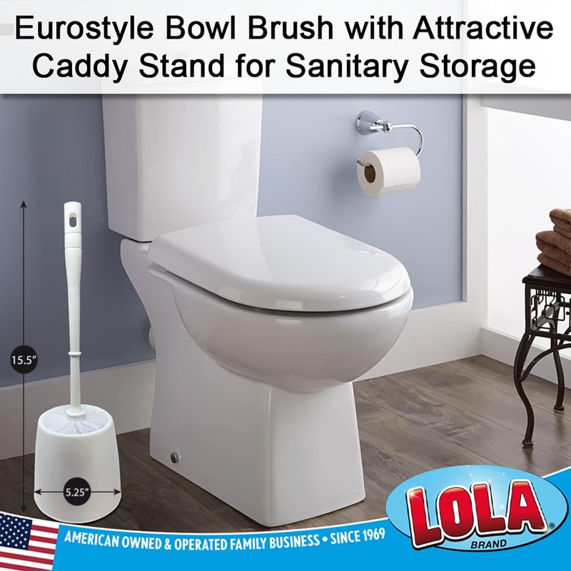 LOLA Toilet Brush and Holder Set, Classic Version, Durable Bristles