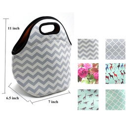ALEIFLE neoprene lunch bags, Insulated handbags Lunch Box Cooler Bag for school children teen girls women Outdoor Travel (GREY)