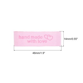 MECCANIXITY 20pcs Handmade with Love Sewing Labels Embroidered Label Tags for Sew on Clothing Garment Pink