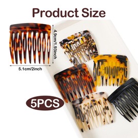 Ymapinc Tortoise Shell Hair Comb Clips Small，5Pcs Strong Hold Side Hair Combs Small for Women French Combs Chignon Twist Styling Girls Women Accessories