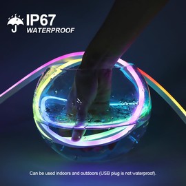 AIMENGTE LED Neon Strip Lights 16.4ft RGB IC Indoor Ambient Lighting - Smart APP/IR Remote Control, 16 Million Colors, Music Sync, 58 Dynamic Modes, DC5V USB Powered, for Room Decor