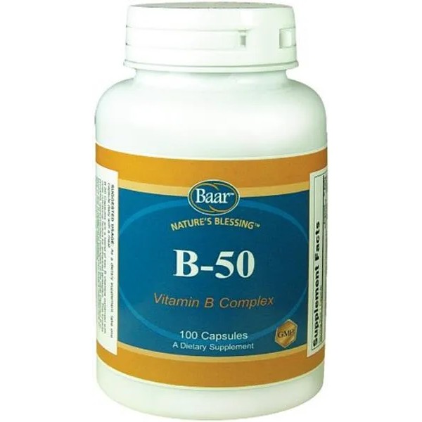 Vitaminas B-50 Complejo B 100 Cápsulas Vegetarianas Baar