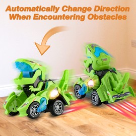 Dinosaur Toys for Kids 3-5: Transforming Dinosaur Car Toy with Light Music for Toddlers 3 4 5 6 7 8 Year Old Boys Girls - Jurrassic World Dino Transformer Toys Cars for Boys 4-6(Green)