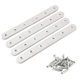 JENSWILL 4 Pcs 160x20x3mm Flat Corner Brace Plates Mending Plate Joining Connector Repair Bracket 304 Stainless Steel for Furniture Repair with 24 Screws