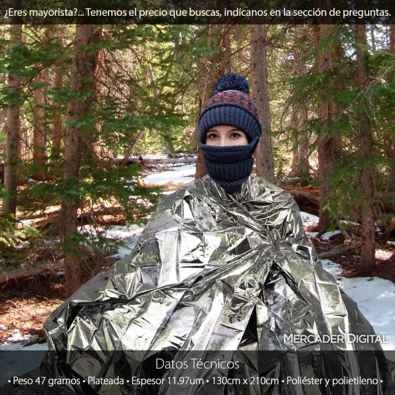 Mercader Digital 20 Manta Térmica 130x210 Camping Supervivencia Impermeable
