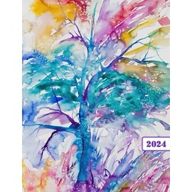 2024: Tree Simple water color planner, daily, Weekly, Monthly planner, with Note TO-DO list, 180 Pages 8.5in/11in