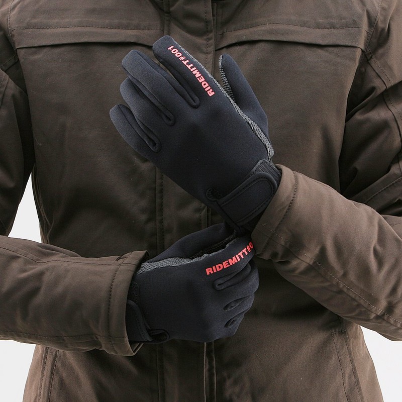 Daytona 67980 Ridemit Motorcycle Gloves, Black, #001 Neoprene Sharkskin, L