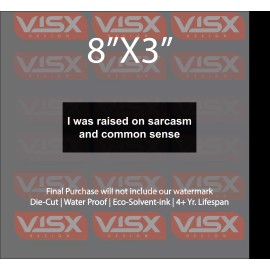 VISX I was raised on sarcasm and common sense Bumper Sticker funny meme prank JDM