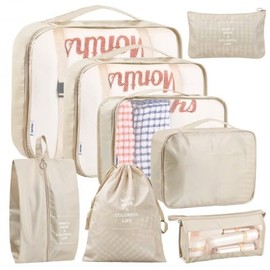 Volumoon 8-Piece Packing Cubes, Suitcase Organiser, Travel Cube, Extendable Luggage Organiser, Packing Cube Set, Travel Cubes, Durable & Lightweight Travel Utensils for Suitcases, Travel, Clothes Bags