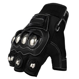 JIEKAI Outdoor Glove Steel Knuckle Motorcycle Motorbike Powersports Racing Textile Safety Gloves (M, HF-Black)