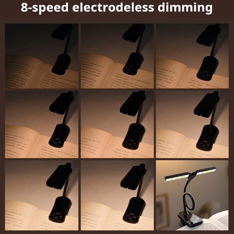 Portable rechargeable LED reading lamp, featuring 3 color temperature memory