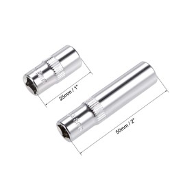 uxcell 1/4-Inch Drive by 8mm Deep and Shallow Socket Set of 2 Pcs, Cr-V, 6-Point, Metric