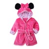Bowknot Hooded Robe Warm Soft Sleepwear Housecoat, Rose Red, Toddler Girls 3T