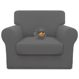 Easy-Going 100% Dual Waterproof Chair Cover Stretch Soft Couch Cover for Dogs, Sofa Slipcover for 1 Separate Cushion Couch Leakproof Furniture Protector for Kids, Pets Gray