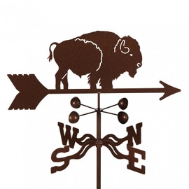 EZ Vane Bison Weathervane — Post Mount, Wind Cups, Antique Copper Finish, Steel with Durable Triple Powder Coating, Handcrafted in USA