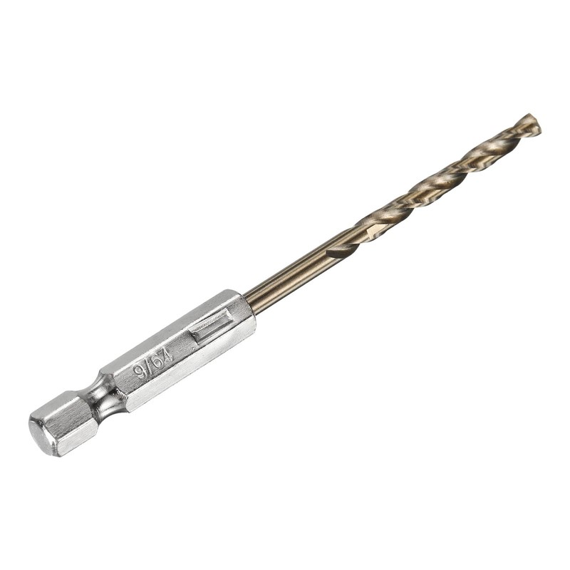 sourcing map 1/4" Hex Shank Drill Bit 9/64" Gold Oxide