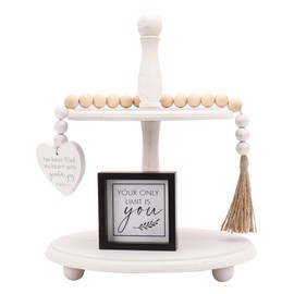 Defined Deco Two Tiered Tray Wooden Tiered Serving Tray Farmhouse Tiered Tray Stand with Tiered Tray Décor Signs for Kitchen Island Decor and Rustic Farmhouse Décor, Set of 3