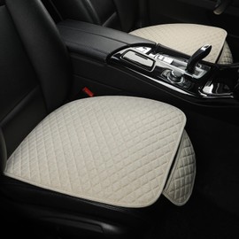 West Llama Linen Car Seat Covers,Bottom Seat Covers for Cars Include 2 Piece Front Driver Seat Pad Mat Universal Fits 90% Vehicles,SUVs,Cars,Sedans(2Piece-Beige)