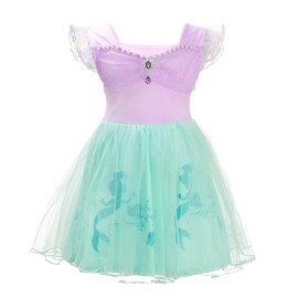 Lito Angels Mermaid Costume Princess Ariel Fancy Tulle Dress for Baby Girls Age 6-12 Months Purple 265