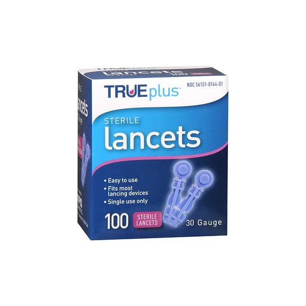 Trueplus Sterile Lancets, 30 Gauge - 100 ct, Pack of 2