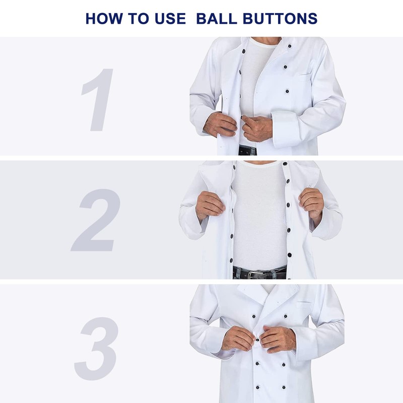 80 Pieces Ball Buttons for Chef Jackets, Round Buttons, Chef