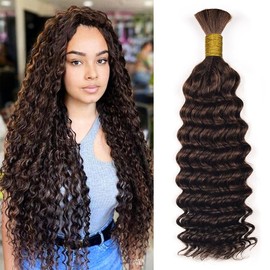 Dark Brown Bulk Human Hair For Braiding #2 Deep Wave 100g Hair Extensions For Braids 100% Human Hair No Weft 20 Inch