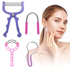 Spring Hair Remover - 4 Pack Stainless Steel Spring Epilator - Facial Hair Remover for Women Face, Chin Hair, Upper Lip Hair, Spring Facial Hair Remover for Women Mustache (Purple)