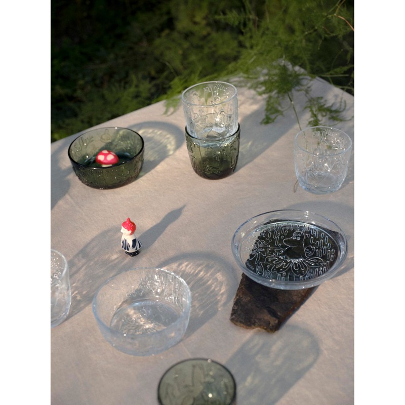 Arabia Moomin Glass Bowl 11.8oz Pine Green