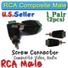 LEXA CCTV 2pcs RCA Male Screw Terminal Block Connector easy Install block Plug AV CCTV x2