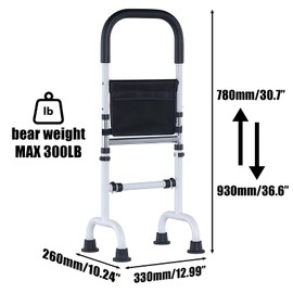 Stand Assist Aid for Elderly with EVA Foam Handrail and Storage Bagcouch Cane Stand Up Assist Stair Assistance for Elderly Walking Aids for Stability and Balance for Seniors (Carbon Steel)